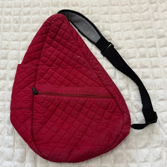 LL Bean Ameribag Healthy Back Bag Sling‎ Backpack ~ Red Quilted Travel Outdoor main image 12